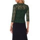 thumbnail image 3 of Inspire Chic Cárdigan Bolero de Encaje Floral para Mujeres con Mangas 3/4 y Un Botón en Verde Oscuro XS, 3 of 6