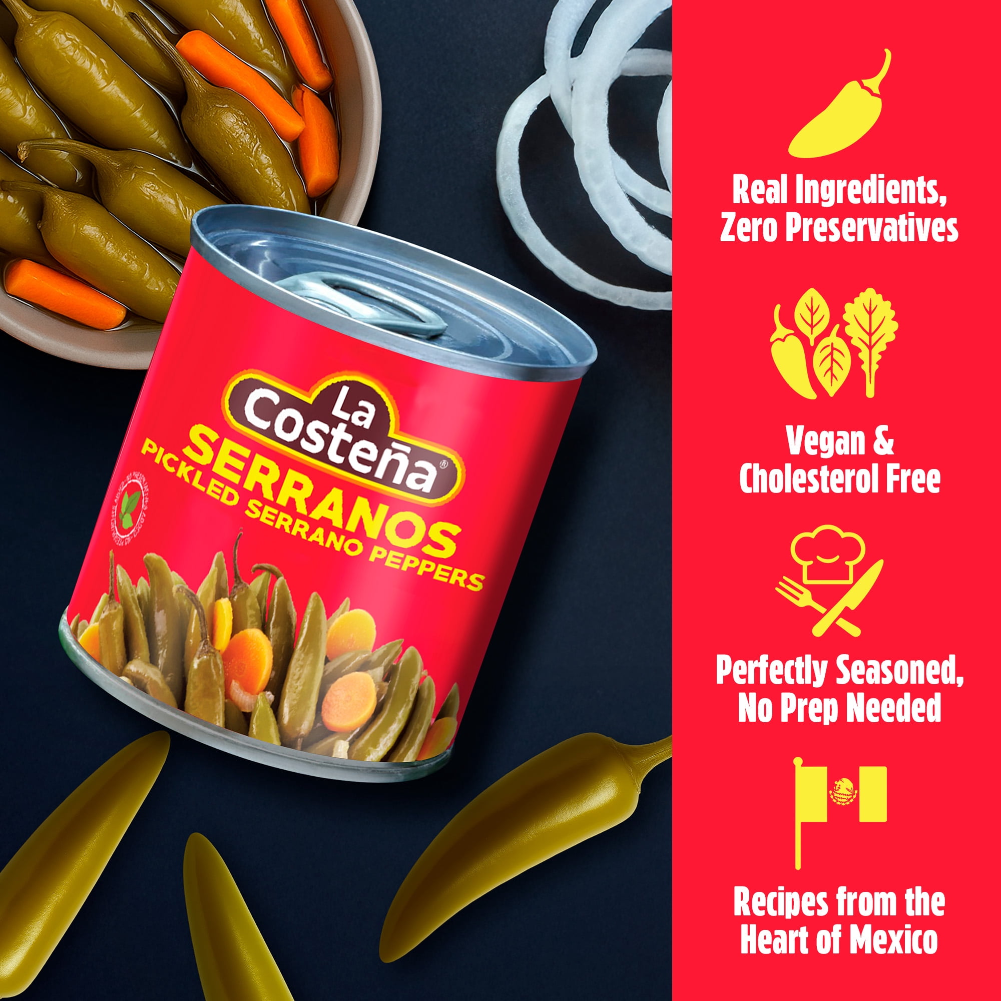 (12 pack) La Costeña Serrano Peppers & Sliced Pickled Carrots, 12 oz
