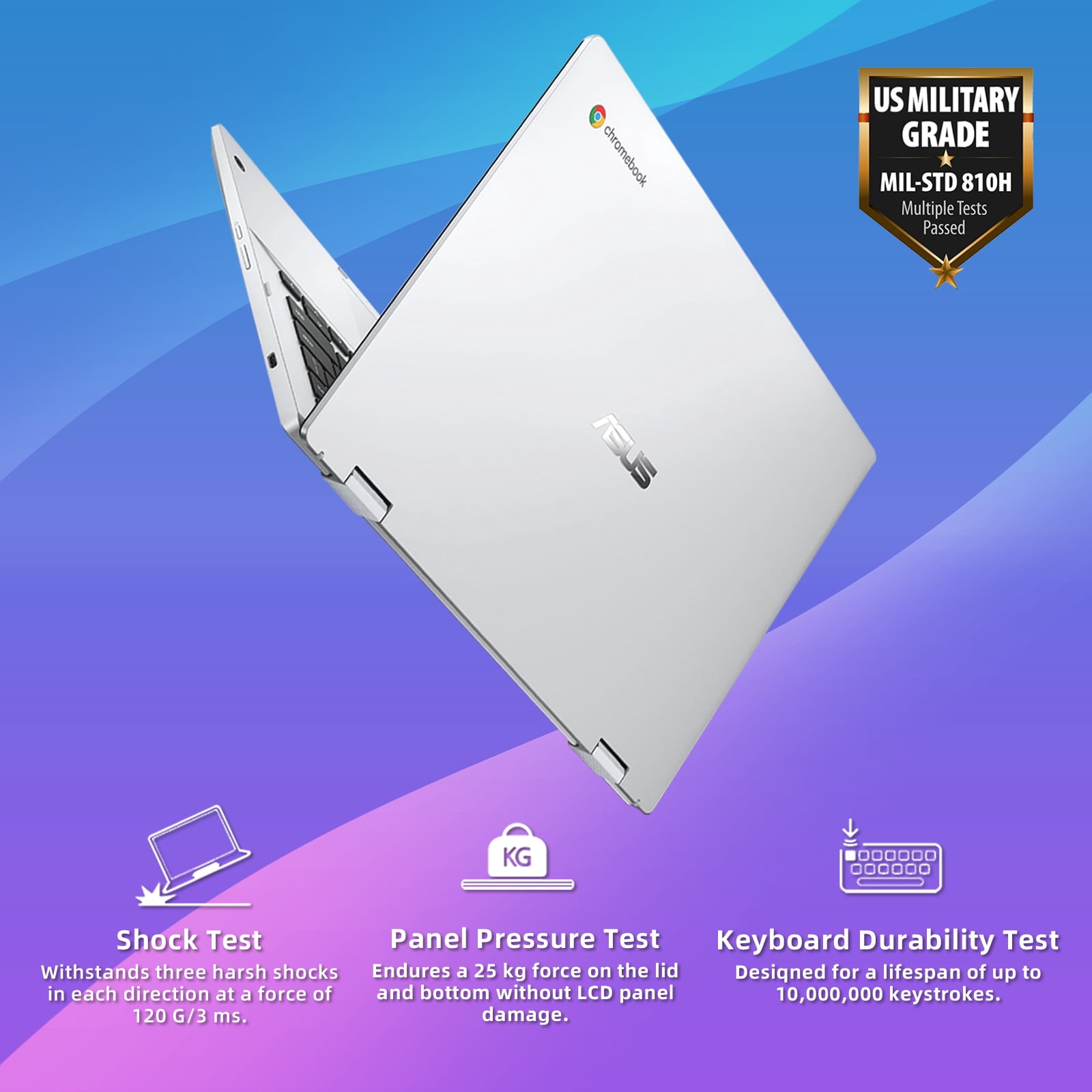 ASUS Chromebook Flip CX1 14" 2-in-1 Chromebook Laptop – Full HD Touchscreen, Intel Celeron N4500, 8GB RAM, 128GB eMMC, Chrome OS, MIL‑STD 810H Durability, Spill‑Resistant Keyboard, Silver