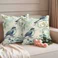 thumbnail image 2 of Vintage Floral Bird Outdoor Waterproof Pillow Covers, Retro Summer Botanical Decorative Square Throw Pillowcase Sofa Cushion Sham for Patio/Couch/Chair, 16"x16" 2 Pack, 2 of 8