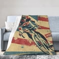 thumbnail image 3 of Patriotic Cycling Throw Blanket Gifts, Blanket with American Flag and Cyclist Print 50x40, 3 of 6