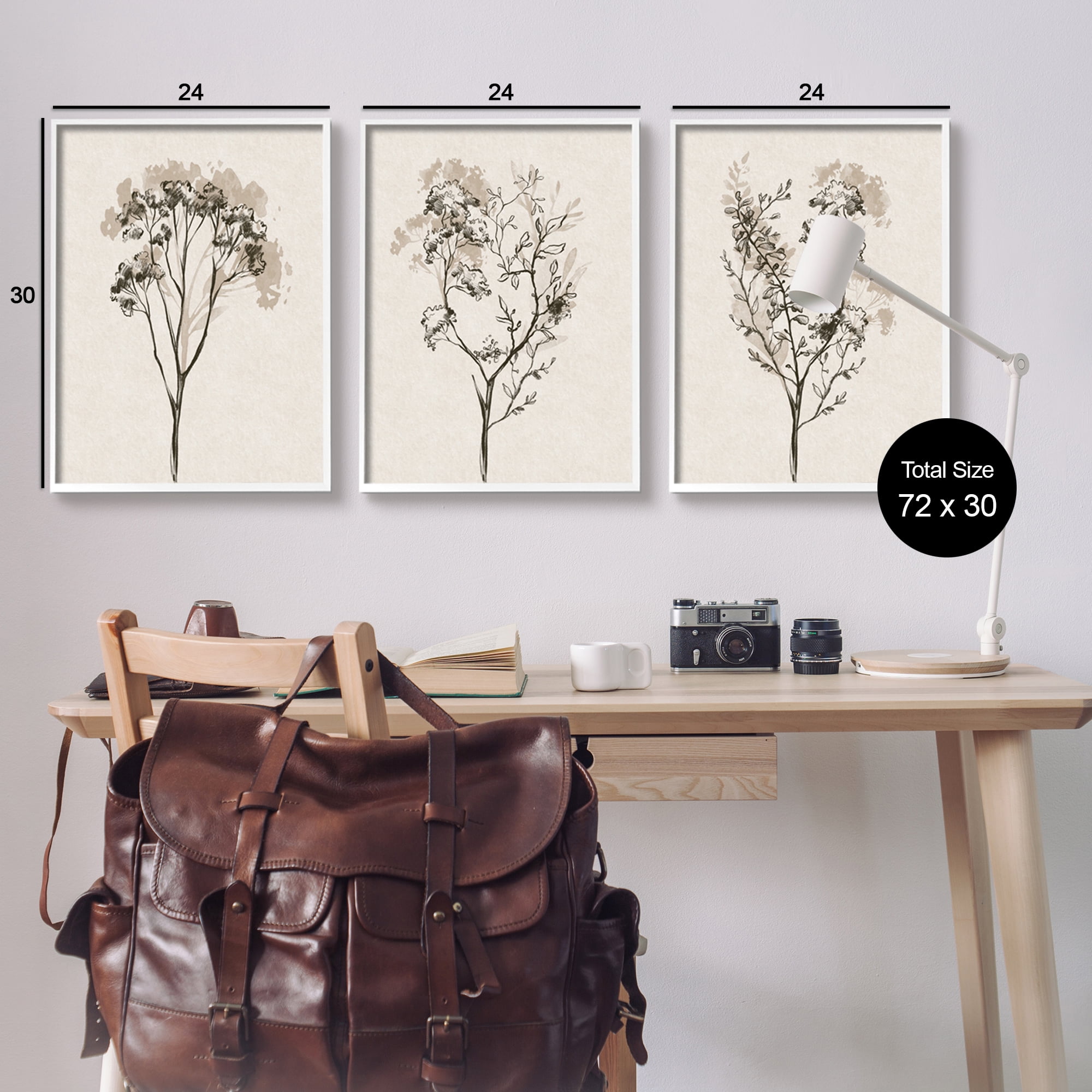 Stupell Industries Beige Cottage Herbs Botanical & Floral Painting White Framed Art Print Wall Art, 24 x 30, Set of 3