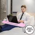 thumbnail image 4 of MavoCraft Laptop Desk for Bed - Lap Table with iPad Slot & Cup Holder - Portable Wood Lap Desk for Sofa & Bed for Adults & Kids - Adjustable Tablet & Laptop Stand for Comfortable Use (Pink), 4 of 7