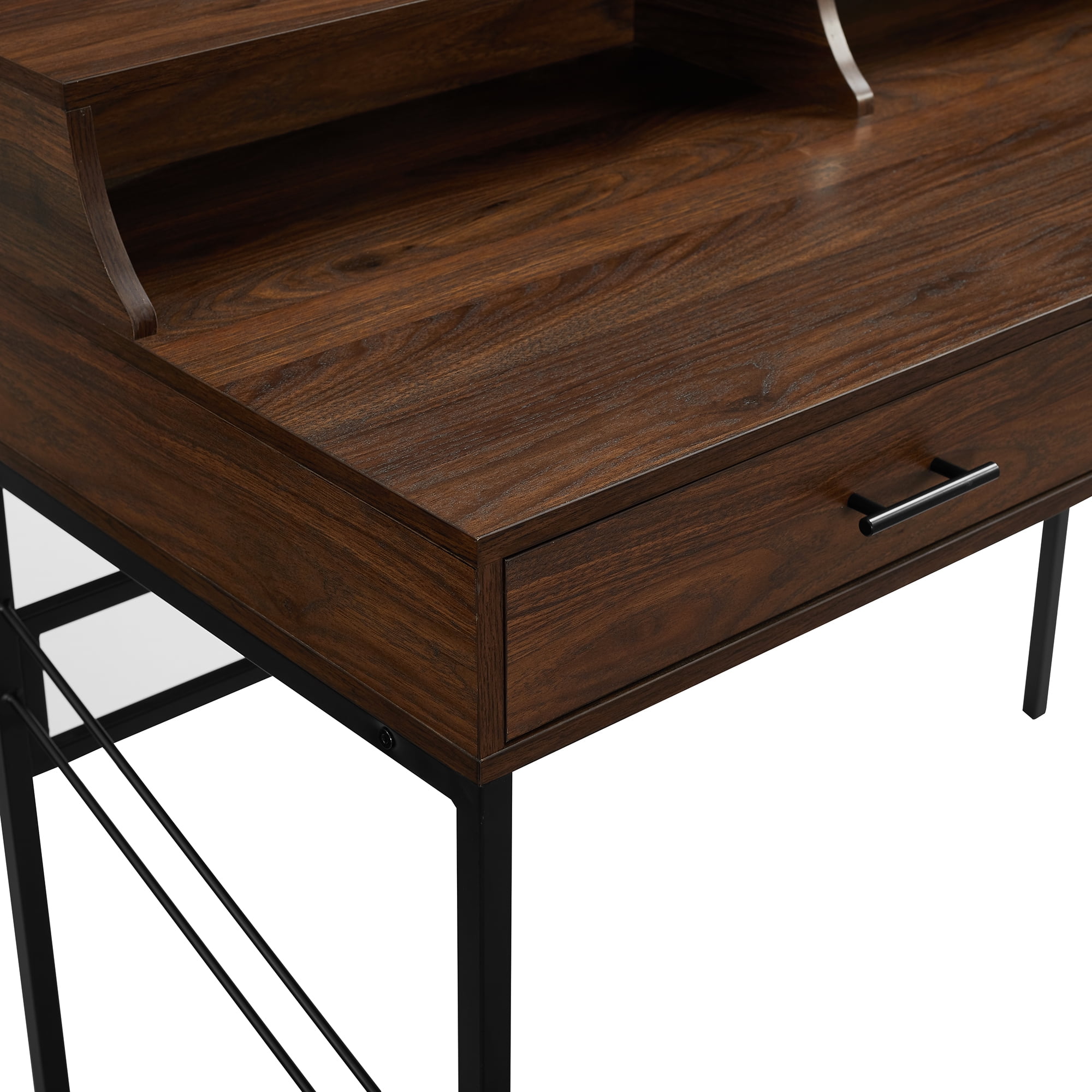 Manor Park Modern Eclectic 2 Drawer Hutch Desk, Dark Walnut