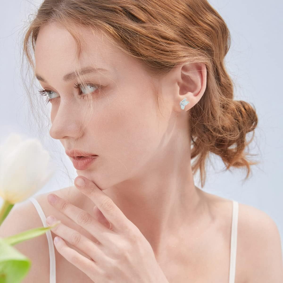 Dorunmo Sterling Silver Butterfly Wings Earrings Opal Stud Earrings Hypoallergenic Earrings Jewelry Gifts for Women