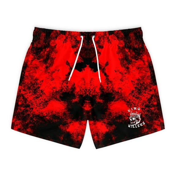 Red Grunge Swim Trunks For Men
