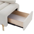 thumbnail image 4 of Teddy Velvet Storage Ottoman Bench, Upholstered Shoe Storage Bench with 2 Pull Out Drawers and Backrest, Channel Tufted Entryway Bench for Living Room, Bedroom, Beige, 4 of 9