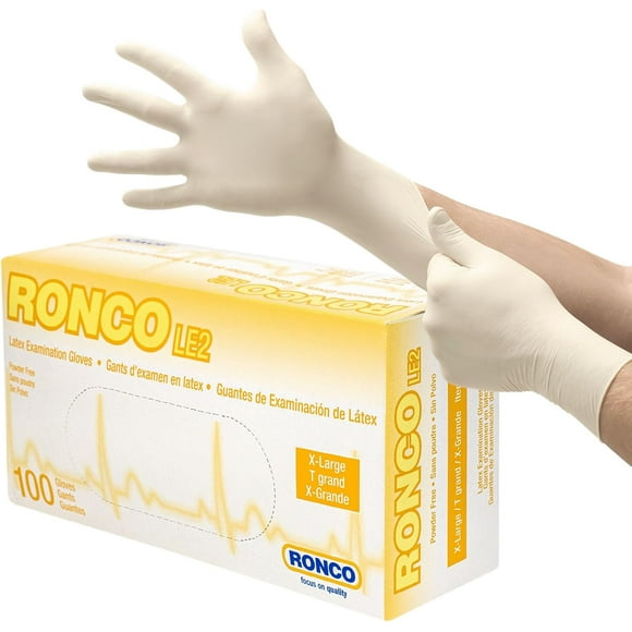 Latex Gloves Disposable, 100 Pack, Extra Large, Disposable Work Gloves, Ronco LE2, 4 MIL Premium Dexterity, Quality, Powder-Free, Tan, XL