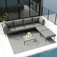 thumbnail image 4 of LayinSun 7 Pieces Aluminum Patio Furniture Set, Modern Modular Sectional Sofa with Coffee Table and Upgrade Thickness Cushion, 4 of 8
