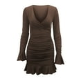 thumbnail image 4 of BangWanChi Dresses for Women Beach Dresses for Women Vacation Casual Dresses for Women Fashion Women Casual Dress V Neck Long Sleeve Hip Wrap Dress Long Dress, 4 of 8