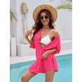thumbnail image 6 of Women's Swimsuit Cover Up, V-Neck Button Down Beach Coverup for Swimsuit, Lightweight Bathing Suit Jacket for Beach, Pool Rose Red L, 6 of 8