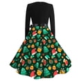 thumbnail image 3 of Kcodviy Robe Classique de Noël pour Femme Grande Taille à Perles pour Femmes Robe à Manches Longues V Robe d'Été pour Femmes Grande Taille Robe à Encolure avec Ceinture Robe Grande Taille pour Robe Évasée de Cocktail et de Fête, 3 of 4