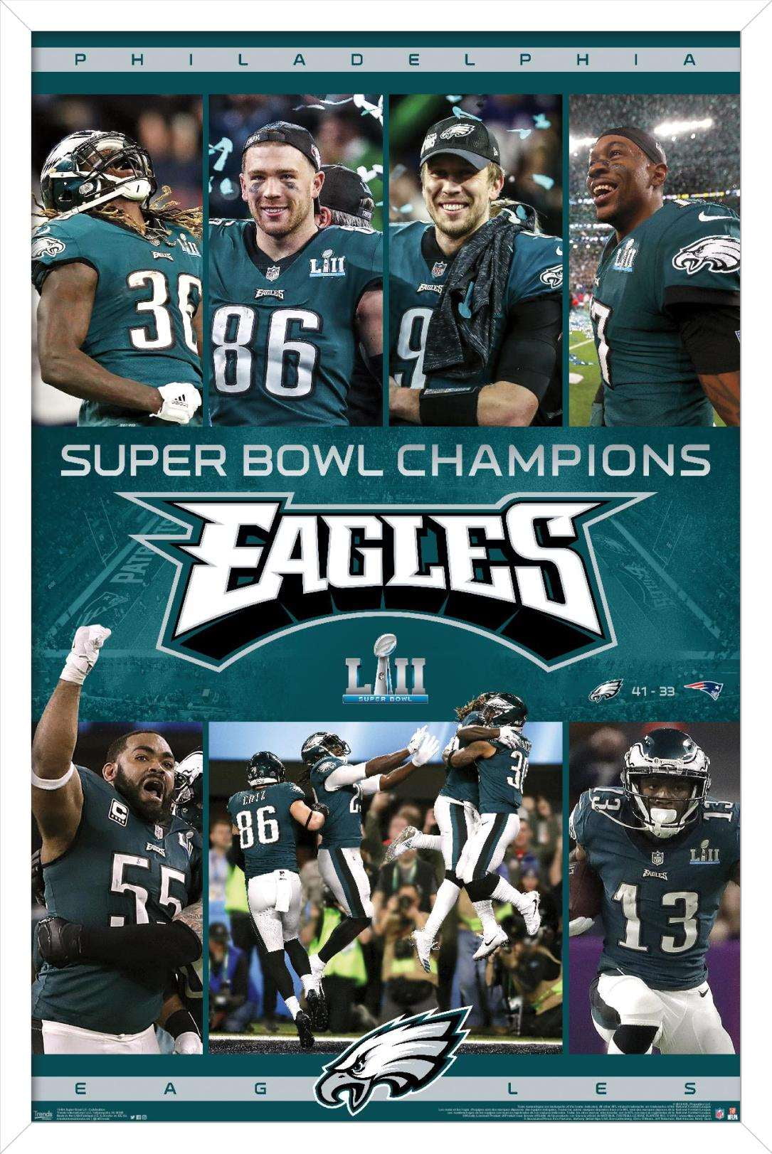 NFL Philadelphia Eagles  Super Bowl LII  Celebration Poster  Walmart