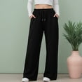 thumbnail image 2 of felwors Womens Wide Leg Pants Elastic Waist Trousers Casual Palazzo Pants with Pockets Black, M, 2 of 8