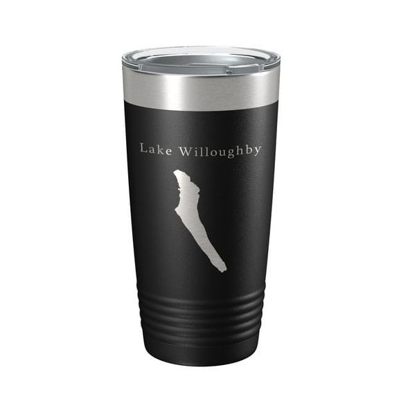 Lake Willoughby Map Tumbler Travel Mug Insulated Laser Engraved Coffee Cup Vermont 20 oz Black