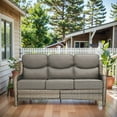 thumbnail image 4 of Opohoro 71" Wide Gray Wicker Patio 3-Seat Couch, Weather Resistant Rattan Outdoor Furniture Sofa with Deep Seat for Patio Backyard Porch, Gray Cushion, 4 of 10