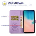 thumbnail image 3 of Dteck Case For Samsung S20 Plus (6.7 Inch), Strap Wallet Leather Sweet 3D Cartoon Bee Flower Embossed Magnetic PU Leather Stand Shockproof Card Slot Soft Inner Cover, Purple, 3 of 8