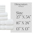 thumbnail image 2 of Home Weavers  Elegance Essentials 550GSM Cotton Zero Twist Super Absorbent Bath Towel Set of 8 27"x54", 16"x24", 13"x13" - White, 2 of 5