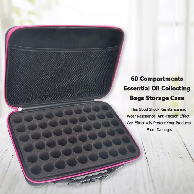 Organizador De Almacenamiento Estuche de almacenamiento de bolsa de recolección de aceite esencial de 60 compartimentos (rosa roja) Wdftyju Libre de BPA