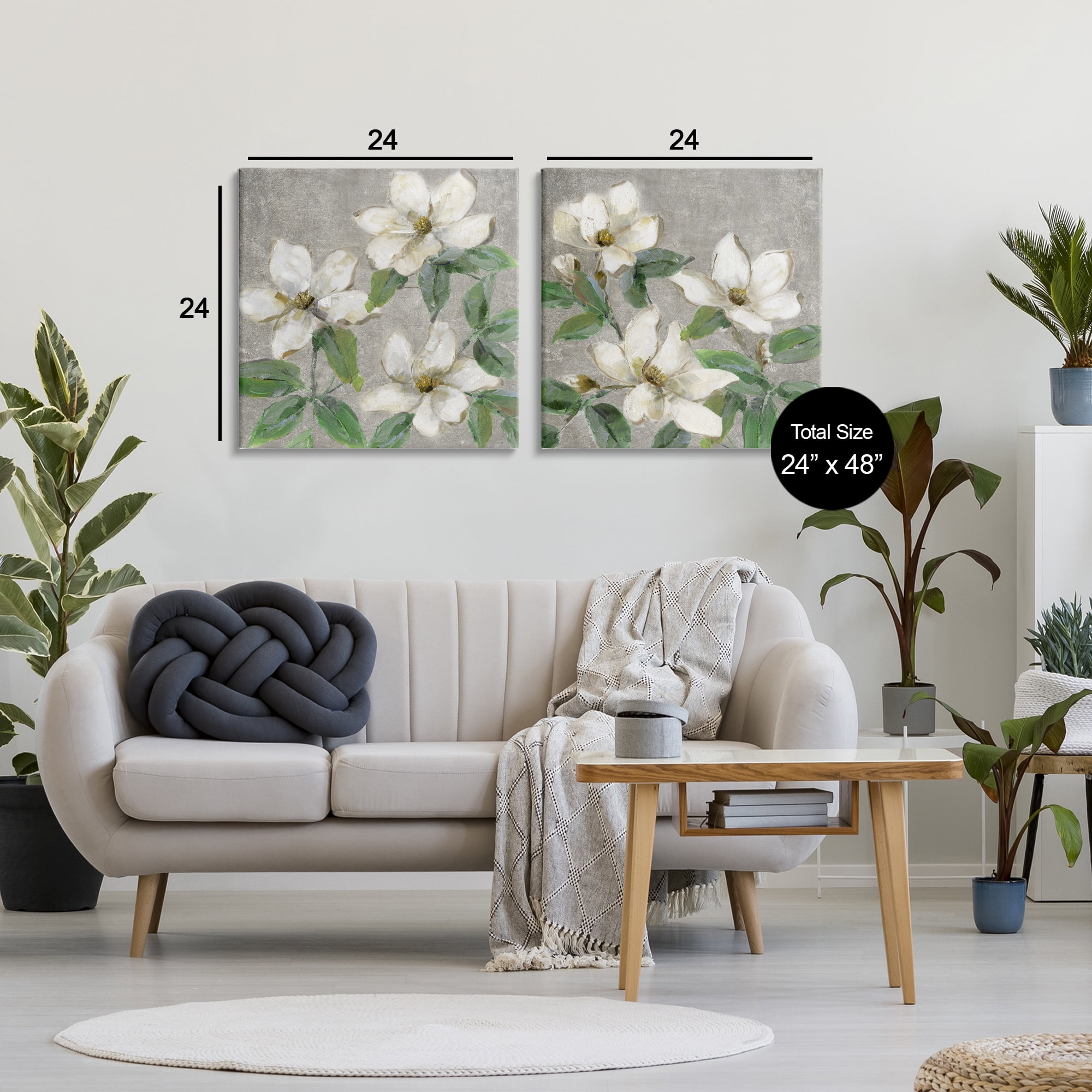 Stupell Industries Blooming Ivory Magnolias 2 Piece Canvas Wall Art Set, design by Sally Swatland