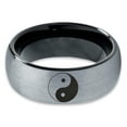 thumbnail image 2 of Tungsten Yin-Yang Band Ring 8mm Men Women Comfort Fit Black Dome Brushed Gray Polished Size 10.5, 2 of 4