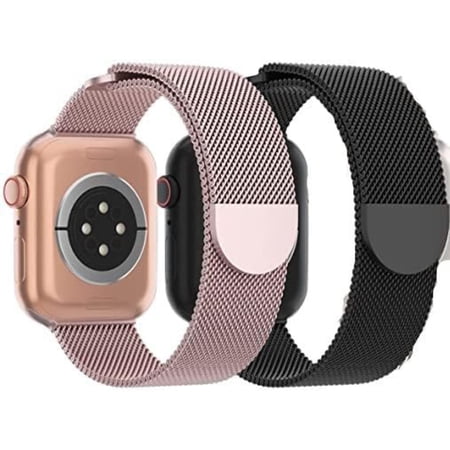 2 Pack Metal Mesh Magnetic Band for Apple Watch Band for Women Men