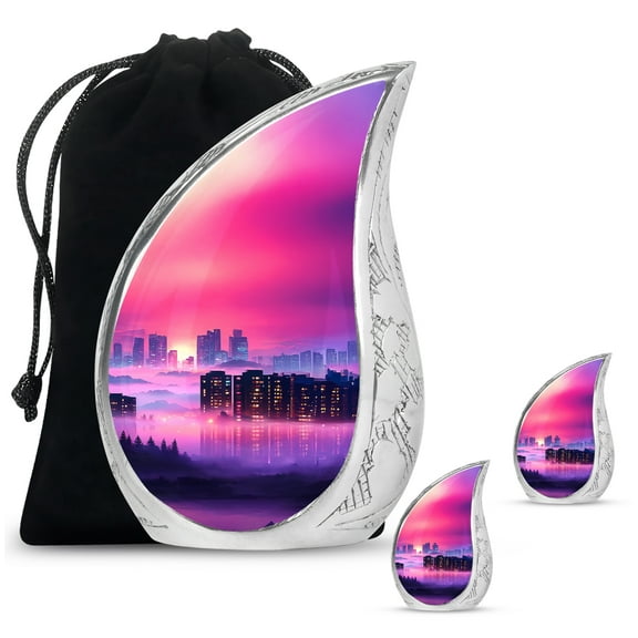 Purple Mist Urns For Human Ashes Adult Mom - Tiny Cremation Urn For Ashes Adult Male - Large Urn For Memorial - Funeral Urns For Decorative - 10Inch And 3Inch