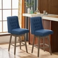 thumbnail image 3 of Ktaxon Modern Bar Stools Set of 2, 360 Degree Swivel Bar Chairs, Armless Upholstered Dining Chairs with Wood Legs for Kitchen/Bar Navy Blue, 3 of 10
