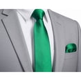 thumbnail image 2 of Mens Green Ties Formal Necktie and Pocket Square Cufflinks Sets Solid Color Satin Neckties Wedding, 2 of 12
