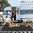 thumbnail image 4 of EastVita 8 X 10 ft Plastic Black White Rectangular Beach Front Porches Patio Picnic RV Camping Garage Rhombus Geometric Area Rug, 4 of 10