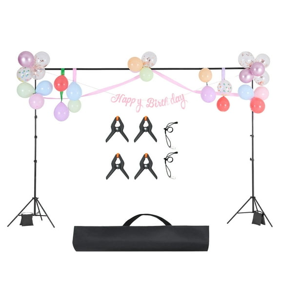 KFFKFF Backdrop Support, 10 x 10 ft Modifiable Picture Backdrop Support Set, Movable Background Support with 4 Crossbars, Robust Projector Screen Support, for Matrimony,Photo Video Studio & Gathering