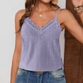 thumbnail image 6 of Gamivast V Neck Camisole for Women Summer Sleeveless Tank Tops Eyelet Lace Trim Spaghetti Strap Shirts Casual Flowy Basic Cami Blouses for Daily Vacation Wear Light Blue L, 6 of 7
