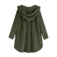 thumbnail image 5 of FAOWME Women's Fuzzy Hooded Coat With Pockets Long Sleeve Solid Color Buttons Comfortable Fashion Jacket For Autumn Winter Daily Wear,Green,Xxxxl, 5 of 5