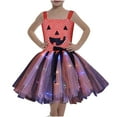 thumbnail image 2 of Mikilon Girls Halloween Dress Size 1-8 Years Kids Performance Sleeveless Tulle Dress Solid Color Graphic Bow Tied Dresses, 2 of 8