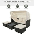 thumbnail image 4 of Outdoor Wicker Furniture Set with Canopy, SYNGAR 4 Pieces Daybed Sunbed Set with Ottomans and Table, Cushioned Sectional Sofa Set, Conversation Chair Set for Backyard, Balcony, Poolside, Beige, D6262, 4 of 12