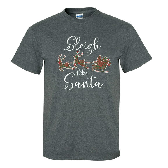 Sleigh Like Santa Cheetah Print Unisex Short Sleeve T-shirt-Dark Heather Grey-Small
