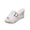 White, variant on Black Ladies Buckle Strap Straw Wedge Sandals Slip-On Design For Spring Summer Casual Plus-Size Comfortable Flock