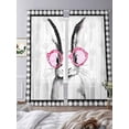thumbnail image 3 of Easter Sheer Curtains 108 Inch Length 2 Panels Set Window Treatments, Funny Rabbit Carrots Black White Buffalo Plaid Rod Pocket Semi Curtains for Living Room/Bedroom/Kitchen Décor, 104"W x 108"L, 3 of 7
