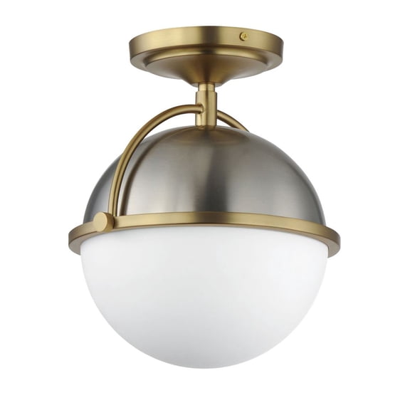 12410SWSNSBR-Maxim Lighting-Duke - 1 Light Semi-Flush Mount-10.75 Inches Tall and 9.5 Inches Wide-Satin Nickel/Satin Brass Finish