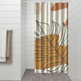 thumbnail image 3 of Small Stall Narrow Shower Curtain 36"W x 72"L – Tropical Bohemian Leaves, Mid-Century Abstract Boho Botanical Bathroom Decor, Vintage Floral Palm Leaf Pattern, Rustic Tribal Folk Style, 3 of 5