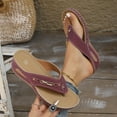 thumbnail image 4 of LOVZFMLL Flip Flops Sandals for Women Casual Slip On Open Toe Thong Summer Beach Vacation Outdoor Slides Sandals Clogs Wine 8.5, 4 of 8