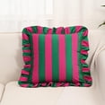 thumbnail image 4 of Striped Velvet Ruffled Throw Pillow with Insert for Couch or Bed – Soft Decorative Pillow for Sofa, Living Room, Bedroom Decor, 4 of 8