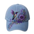 thumbnail image 4 of Under$8 Beach Hats For Women Women Breast Cancer Awareness Baseball Cap Embroidered Hummingbird & Colorful Wildflower Print Hat Ribbon Design Support Headwear for Daily Outdoor Gsakboxl, 4 of 4