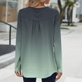thumbnail image 4 of jobturf Henley Shirts for Women Casual Loose Pleated Front Tunic Tops Soft Comfy Basic Tees Fall Spring Fashion Gradient Long Sleeve Blouses, 4 of 6