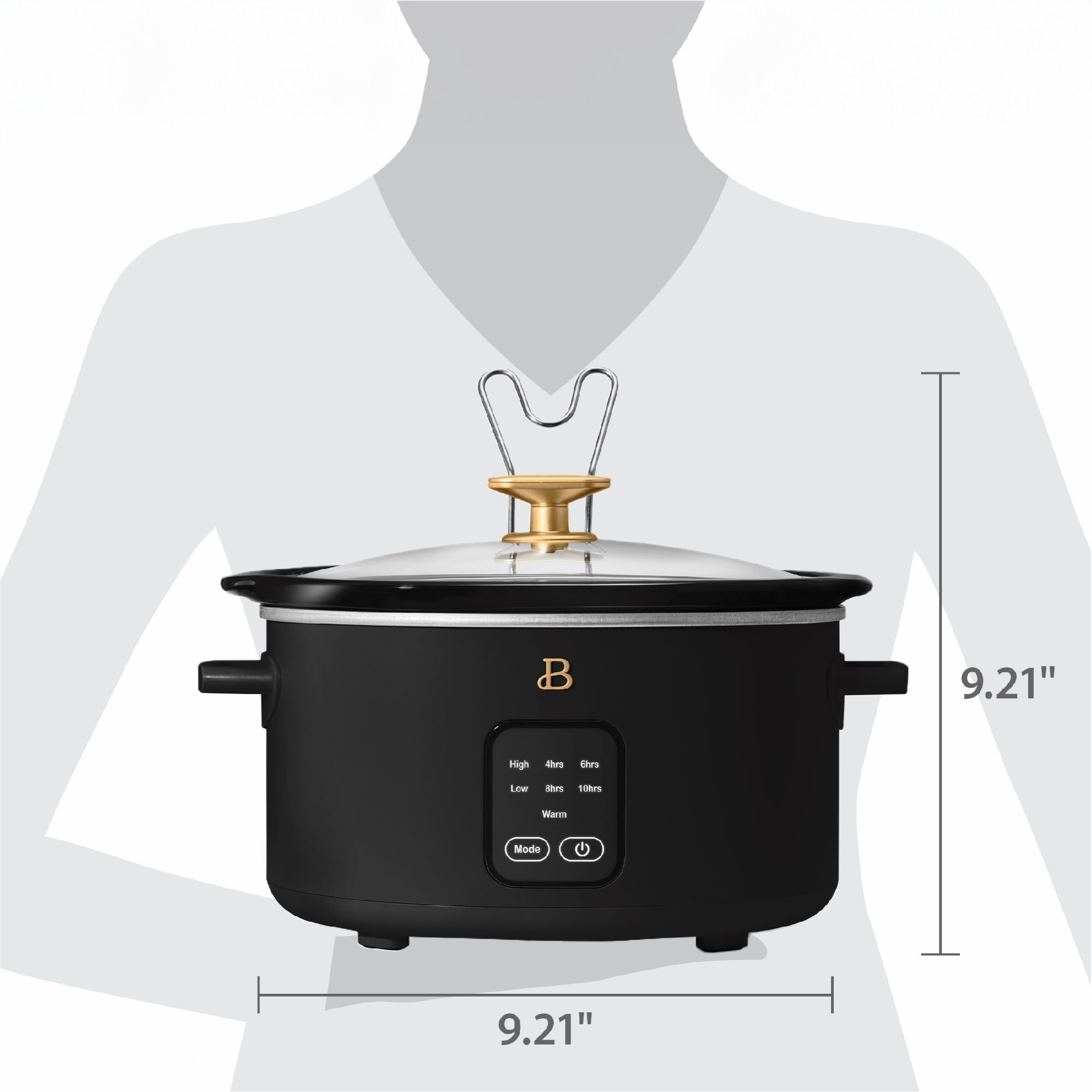 Beautiful 4Qt Slow Cooker with Touch-Activated Display, Black Sesame by Drew Barrymore