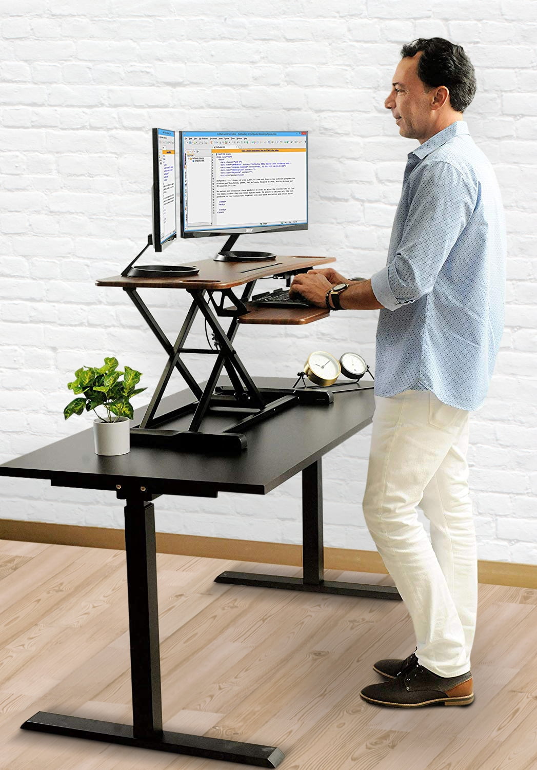 TechOrbits Rise-X Pro Standing Desk Converter - Height Adjustable Stand Up Desk Riser - Sit to Stand Desktop Workstation