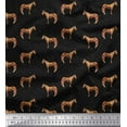 thumbnail image 1 of Soimoi Black Georgette Viscose Fabric Horse & Dot Animal Printed Fabric 1 Yard 44 Inch Wide, 1 of 3