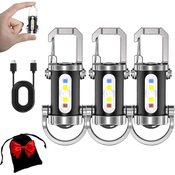 Portable Rechargeable Bright Keychain Flashlight Phone Charger, 2025 New Keychain LED Flashlight Rechargeable, 1200 Lumens Waterproof Mini Edc Compact Keychains Flashlight, 7 Modes Type-C (3)