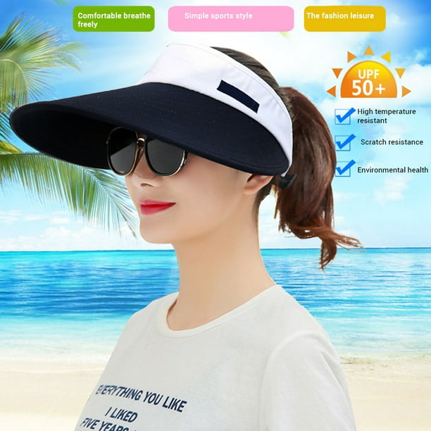 Sun Visor Hats Women Large Brim UV Protection Beach Adjustable Sun Hat For  Outdoors 
