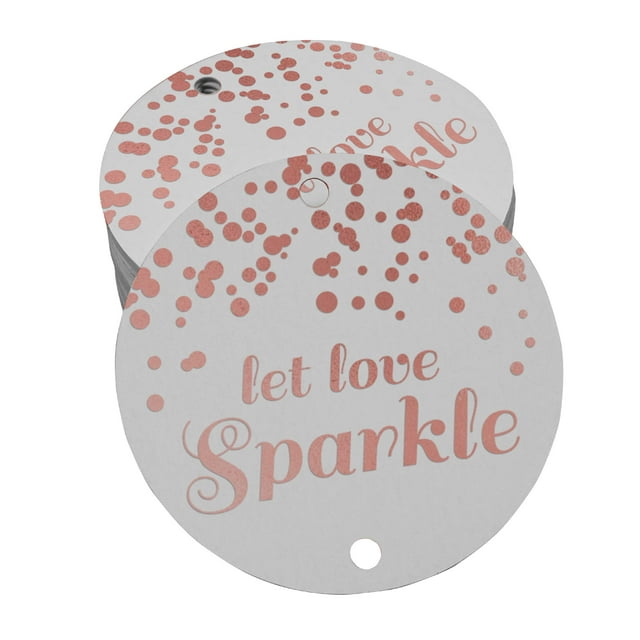 Inkdotpot Let Love Sparkle Wedding Bottle Tag Real Rose Gold Foil Favor Hang Tags Pack Of 100
